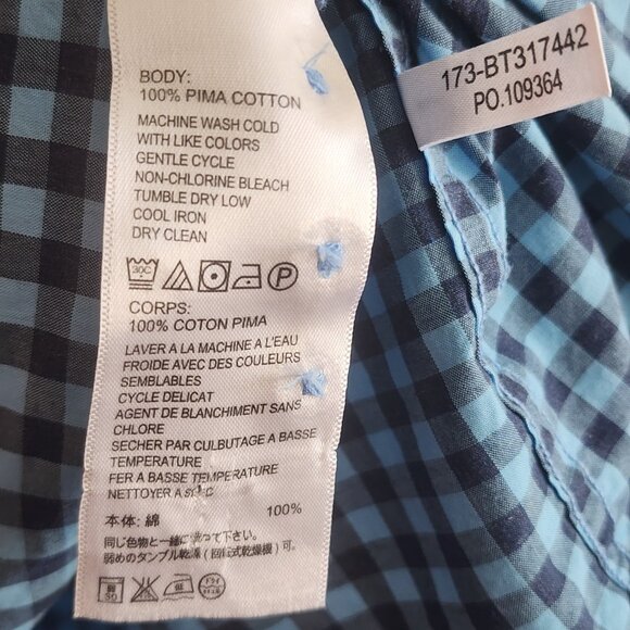 Tommy Bahama Shirt Mens 2XL Blue Check Button Up Long Sleeve Pima Cotton Casual - Picture 6 of 10